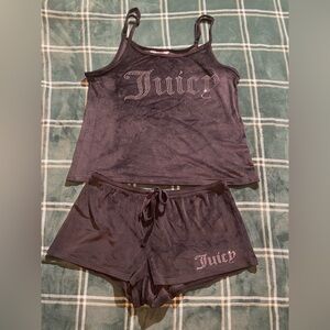Juicy Couture Black Women’s Pajama Set with Rhinestone Detail Size M